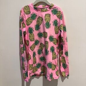 Crewcuts Pineapple Graphic Long Sleeve Rashguard size 12(girls)
